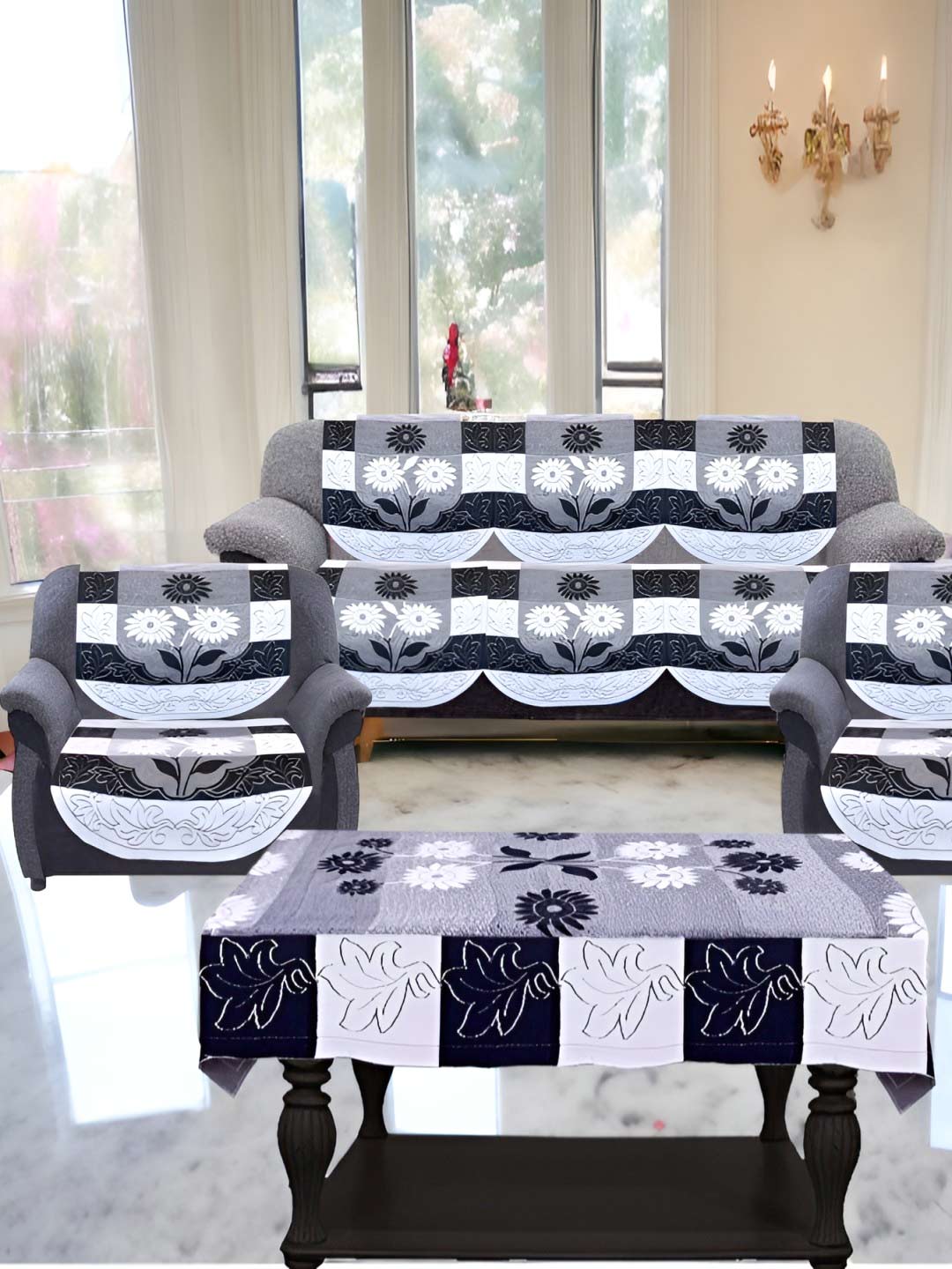 Crochet Embroidered Sofa Cover Design