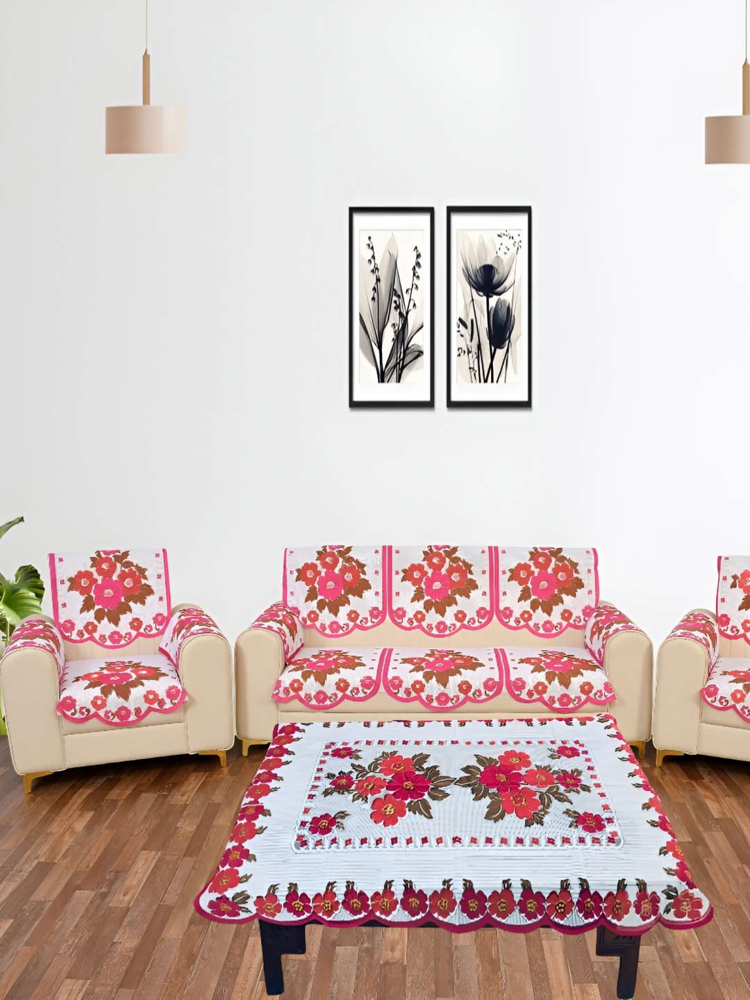 Floral Embroidered Sofa Cover Design