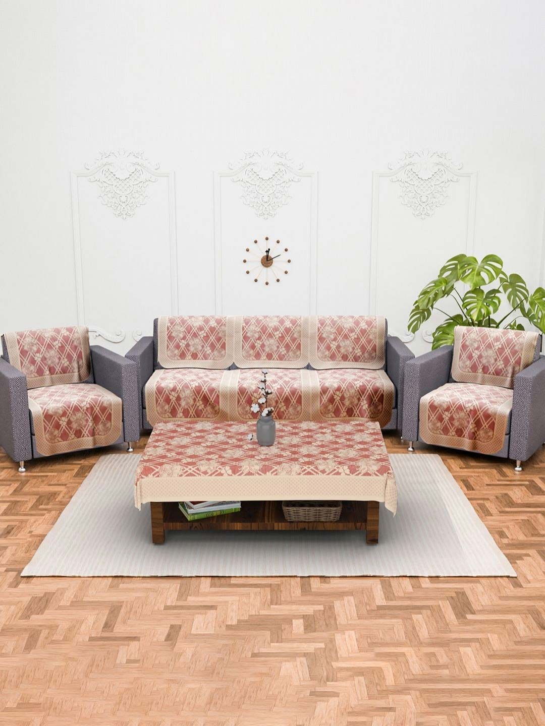 Printed Embroidered Sofa Cover Design