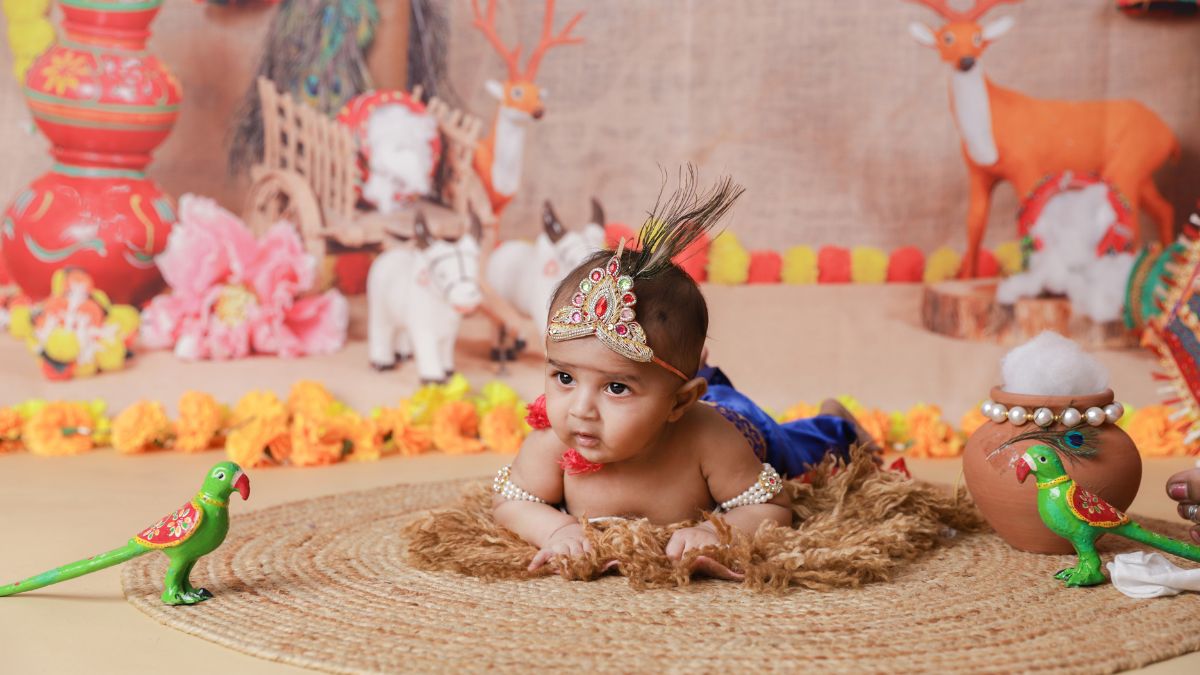Janmashtami 2025 Baby as Lord Krishna or Goddess Radha