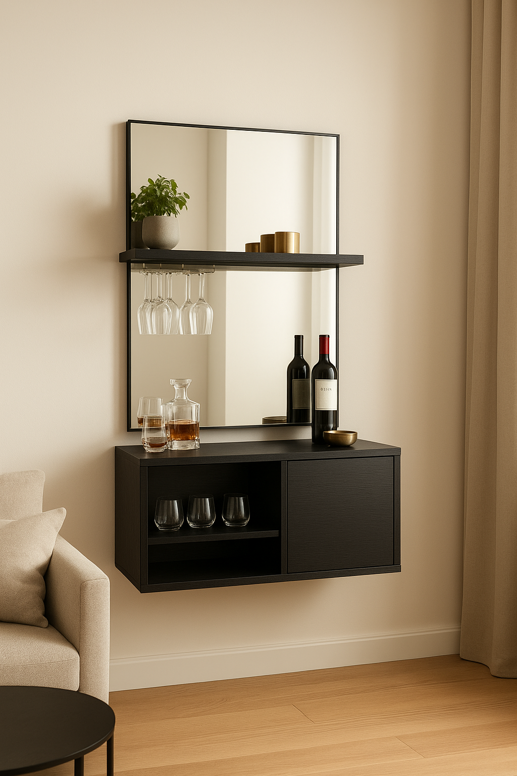 Wall-Mounted Bar for Compact Spaces