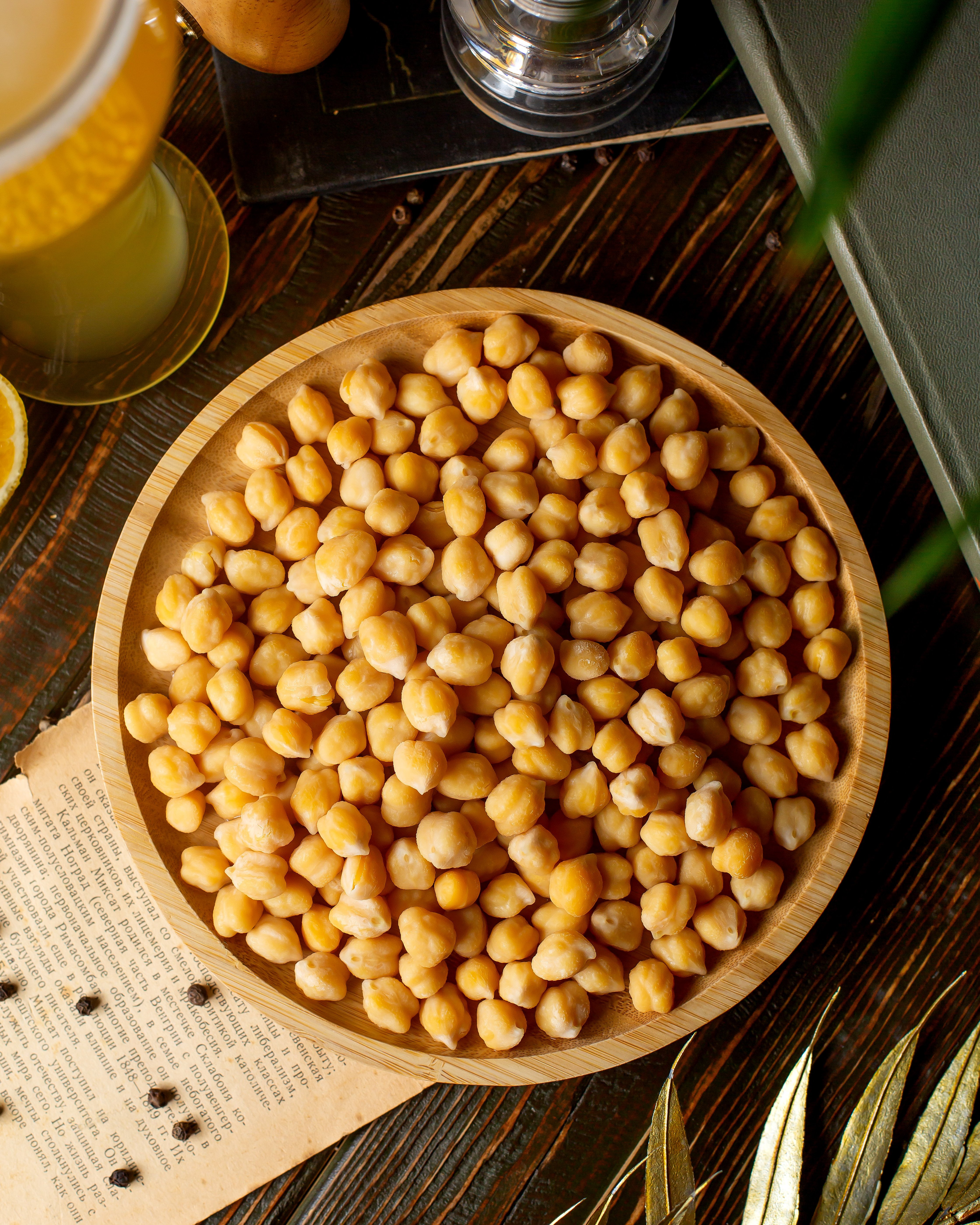 top-view-boiled-chickpeas-bamboo-bowl