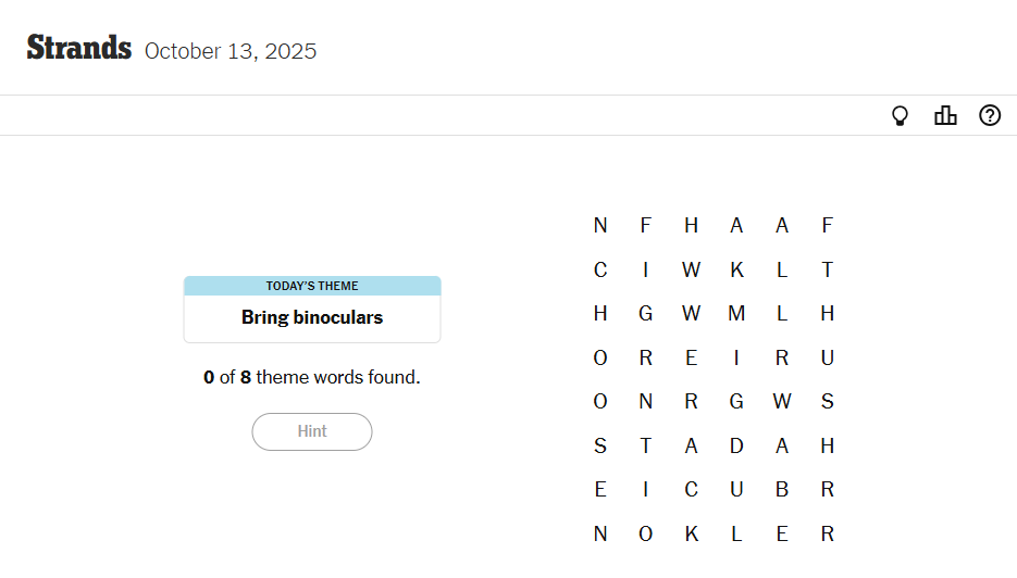 NYT Strands For Today October 13, 2025
