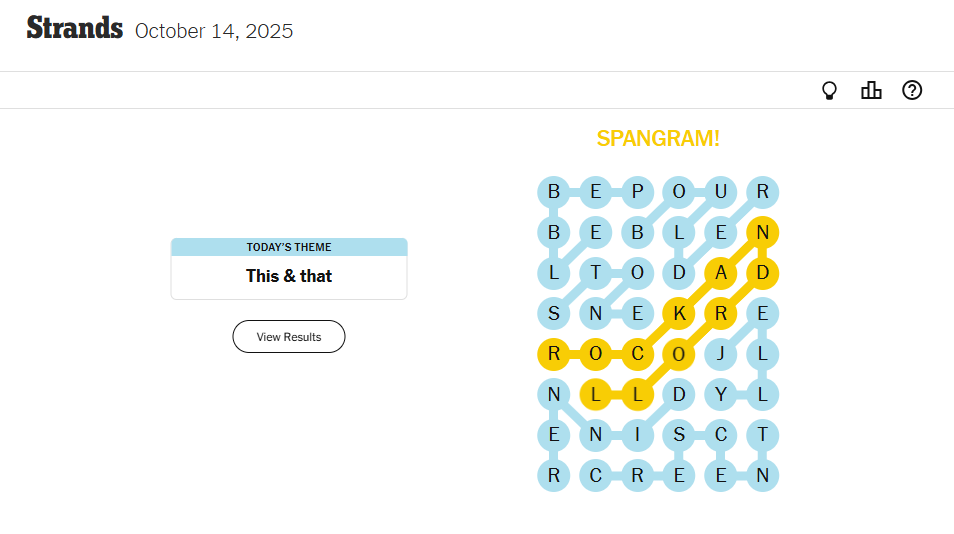 NYT Strands Answer (Word List) For October 14, 2025