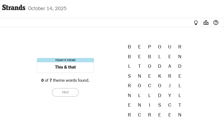 NYT Strands Theme For October 14, 2025
