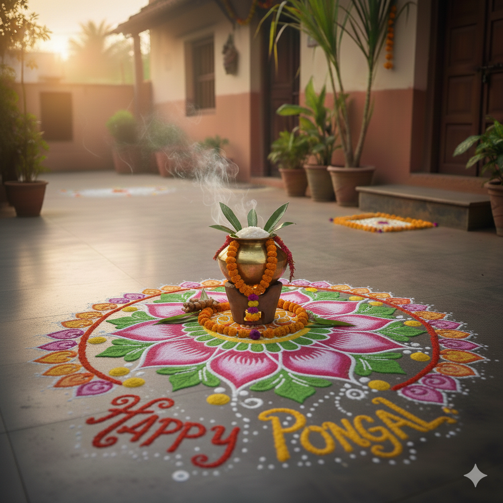 Lotus Pongal Kolam Design