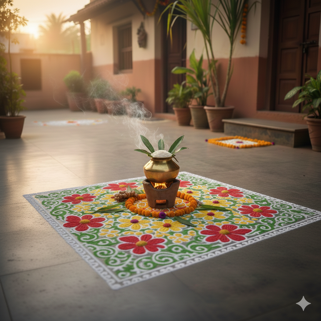 Square Pongal Kolam Design