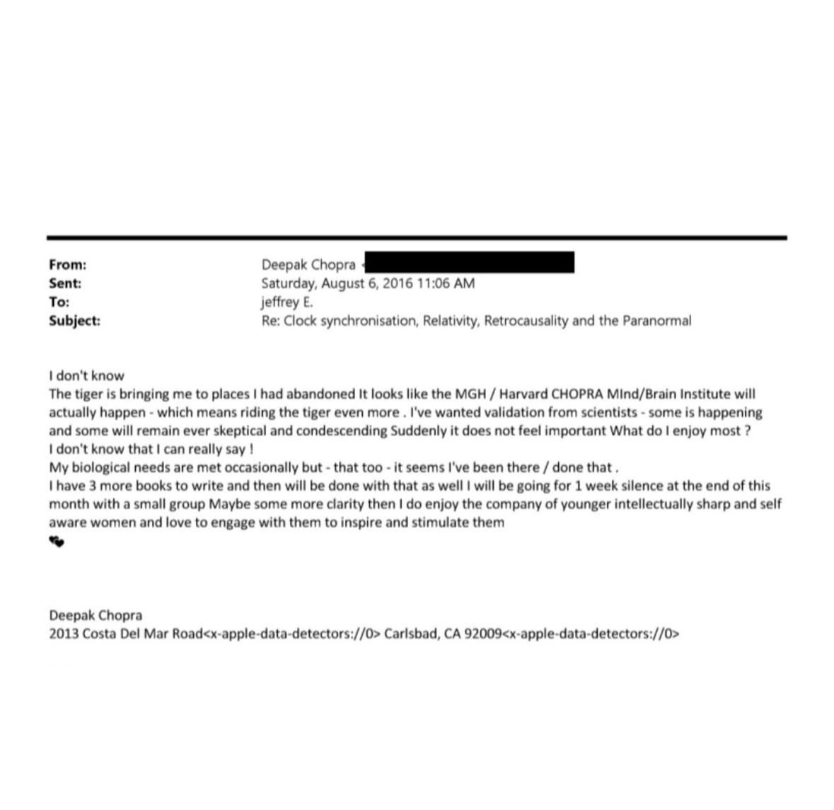 Deepak Chopra Epstein Files