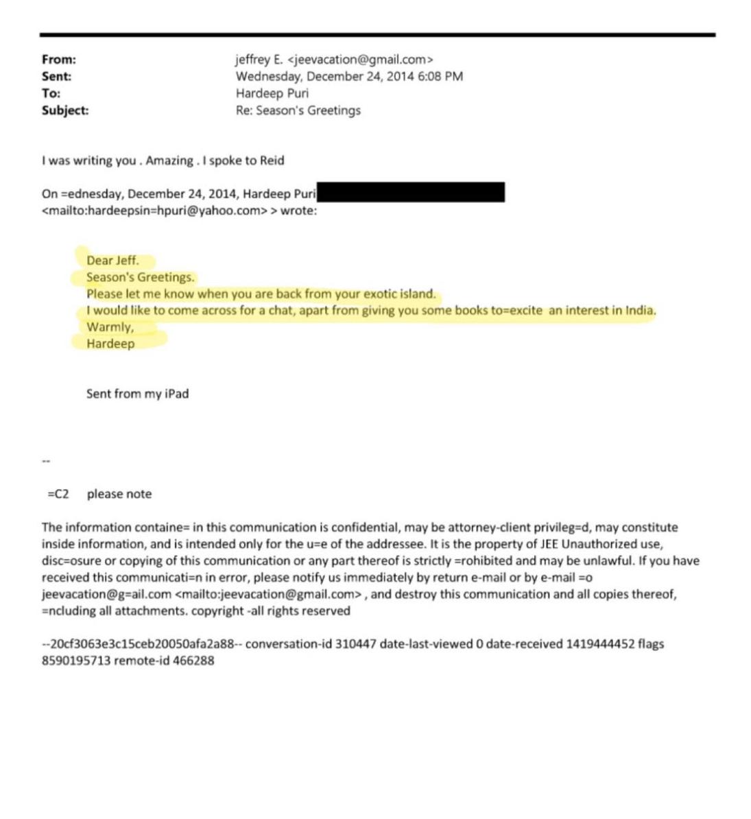 Hardeep Singh Puri Epstein Files