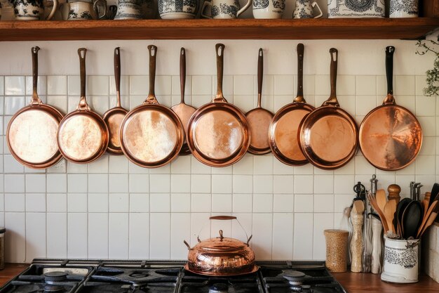 Pans On Display in kitchen aesthetic