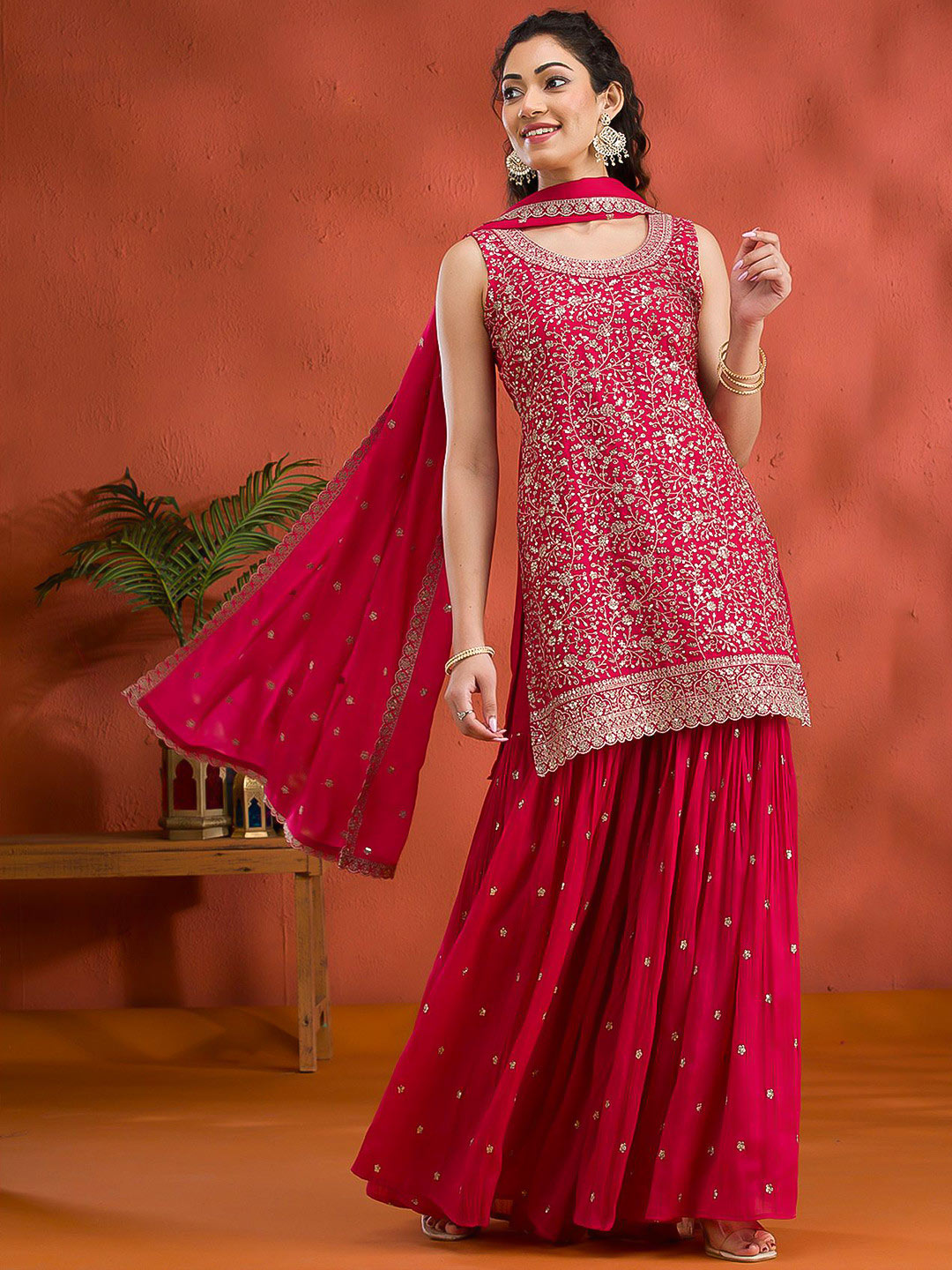 Pink Sharara Set With Intricate Work