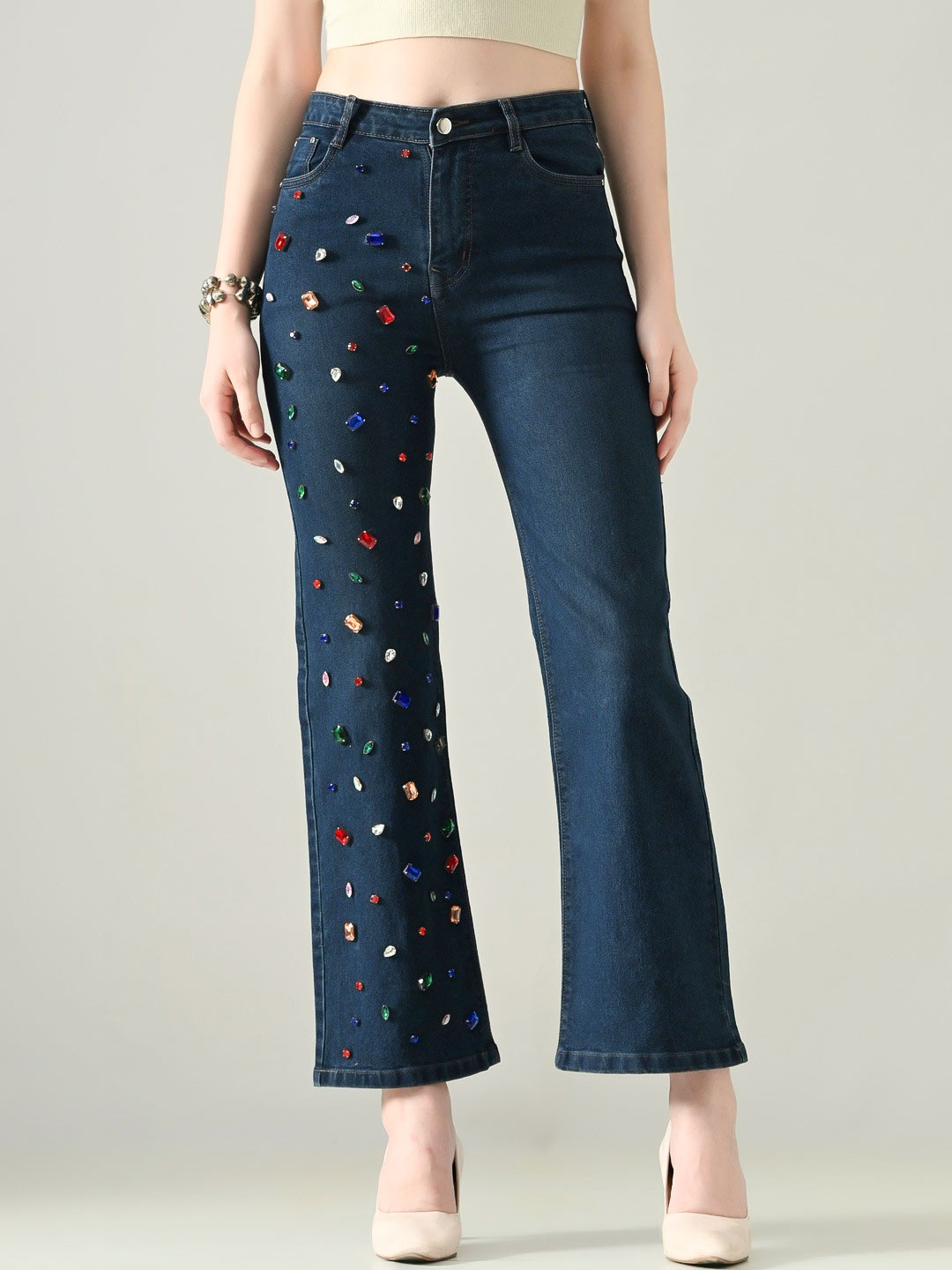 Rhinestones Embellished Jeans