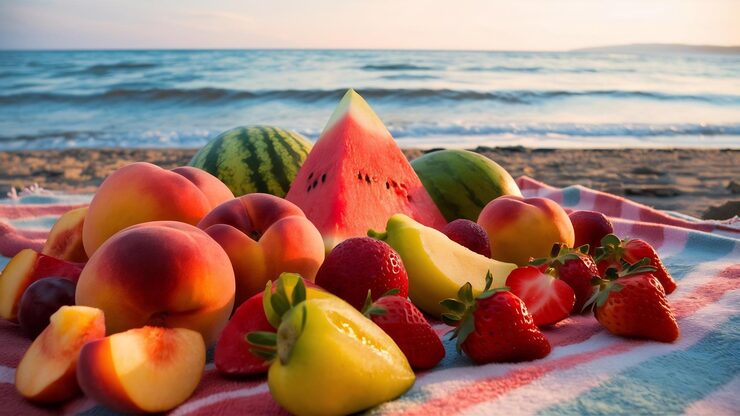 summer-fruits-towel-by-seaside_926199-2981224