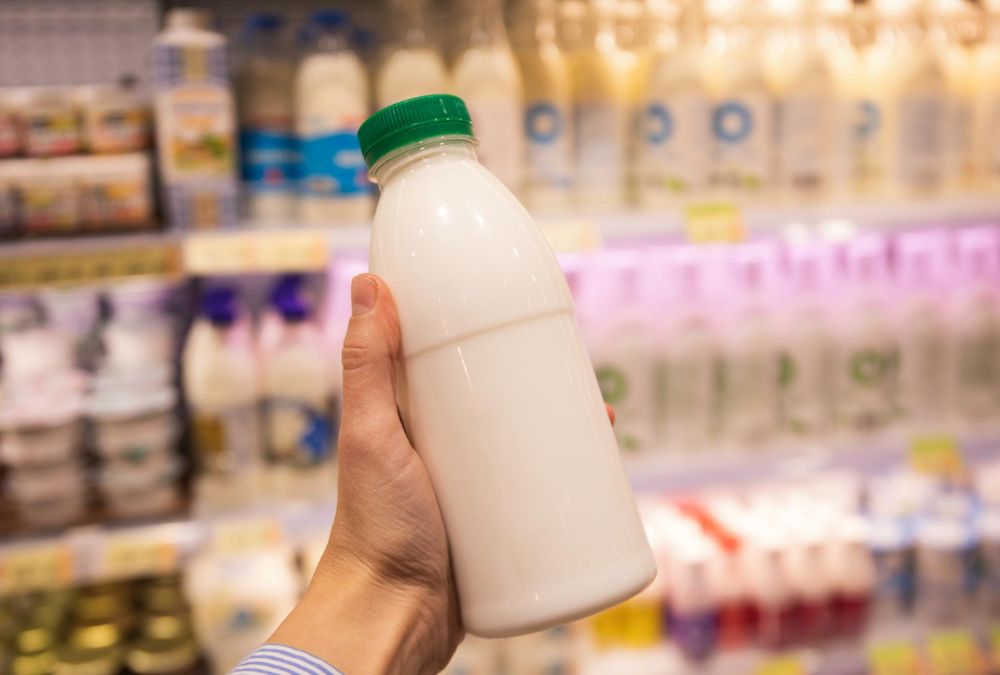 milk at grocery