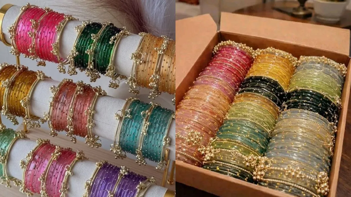 The 'Glass Bangle Stack' Trend: How To Mix Green Bangles With Gold And Floral Churas