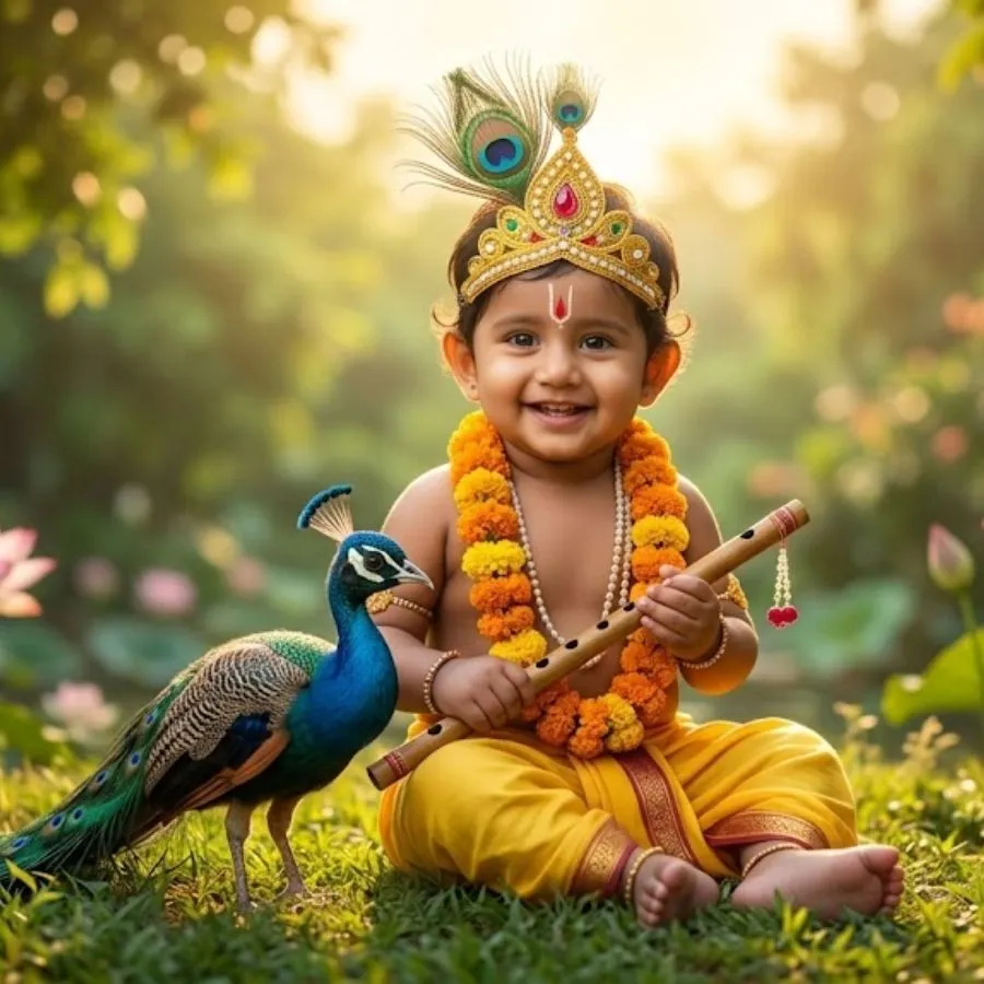 krishna with peacock