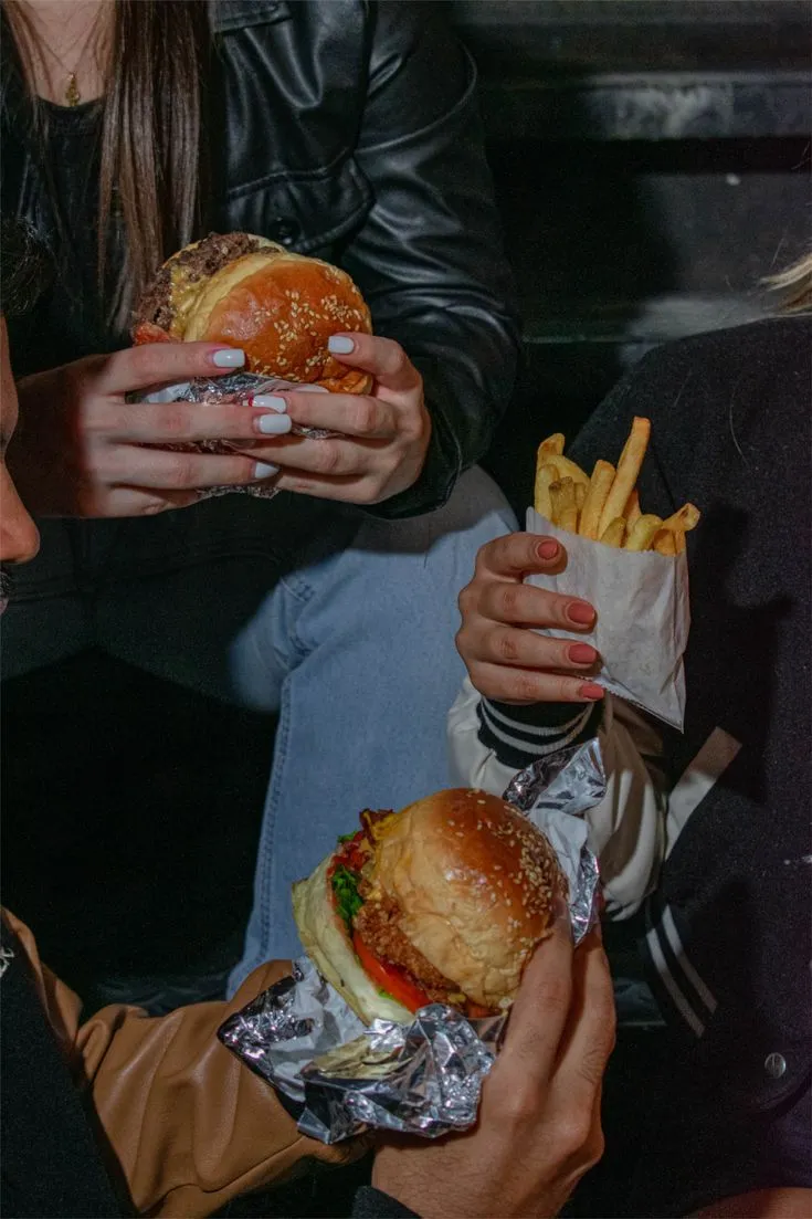burger with fries