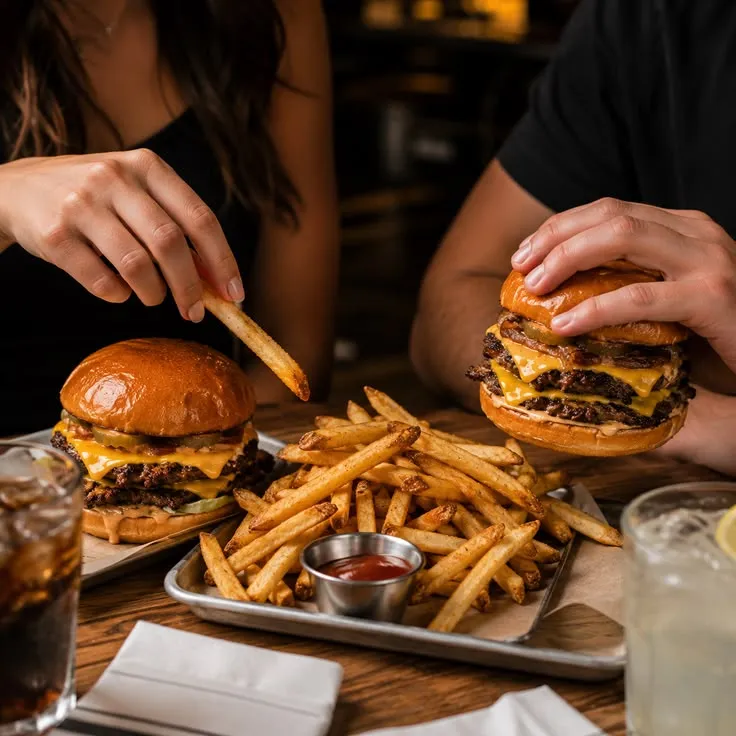 eat burger and fries