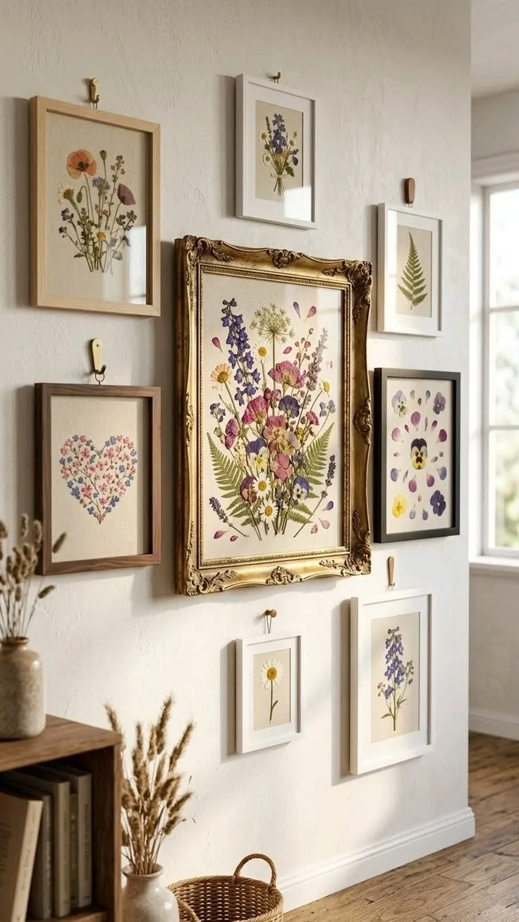 wall painting dried flowers
