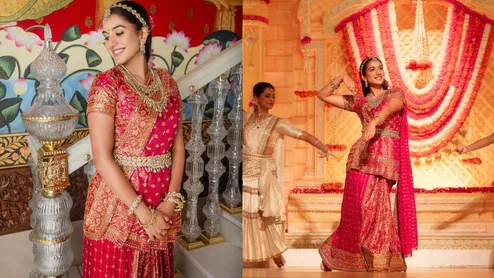 Radhika Ambani Red Kanchipuram Saree Manish Malhotra