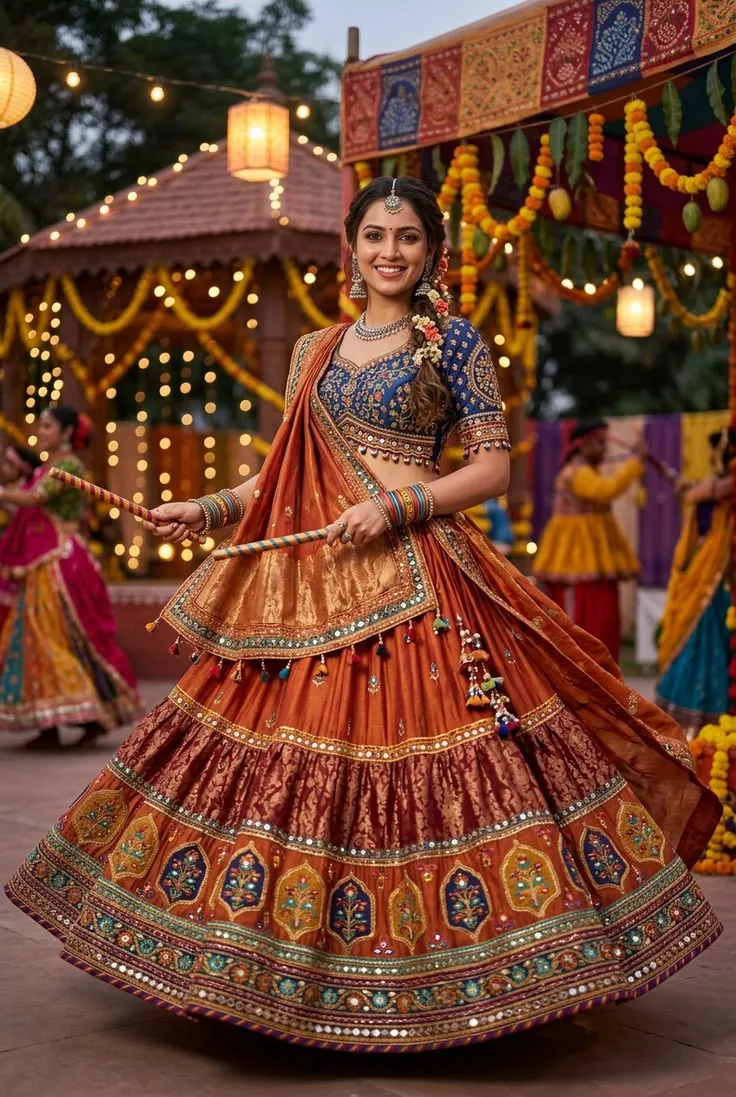 Mirror Work Lehenga For Dandiya Night