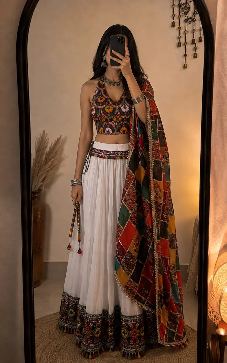 Phulkari Or Embroidered Outfit For Navratri