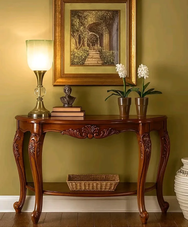 carved wooden console