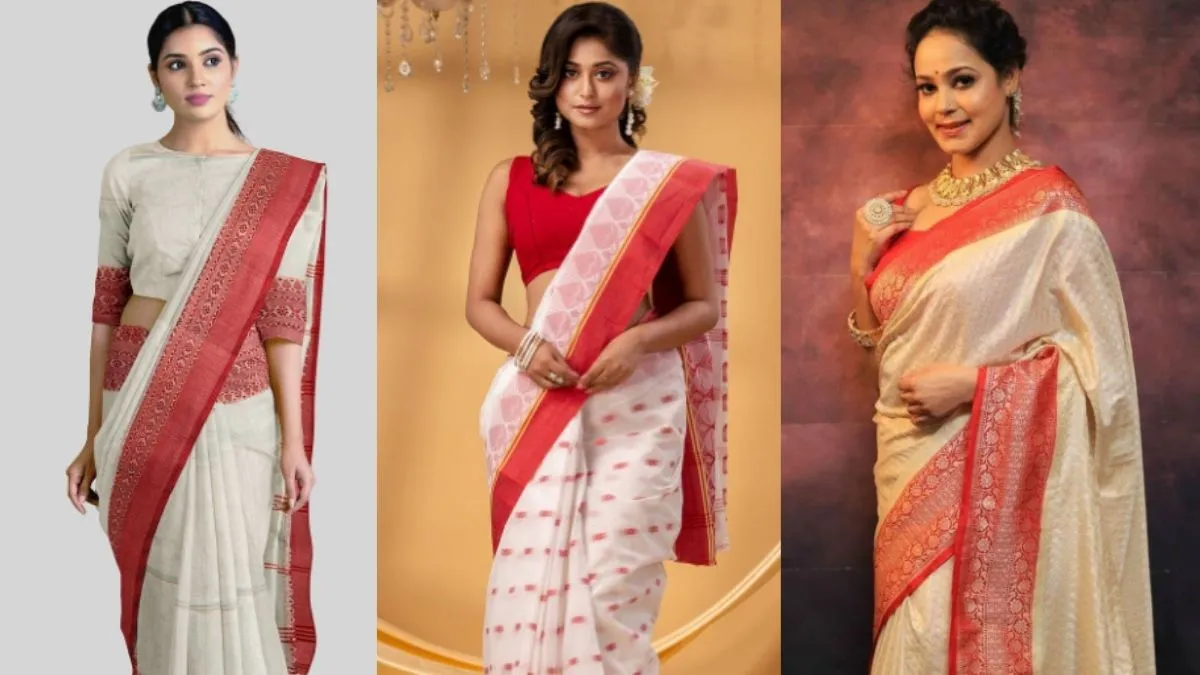 Lal Par Saree For Durga Puja 2026