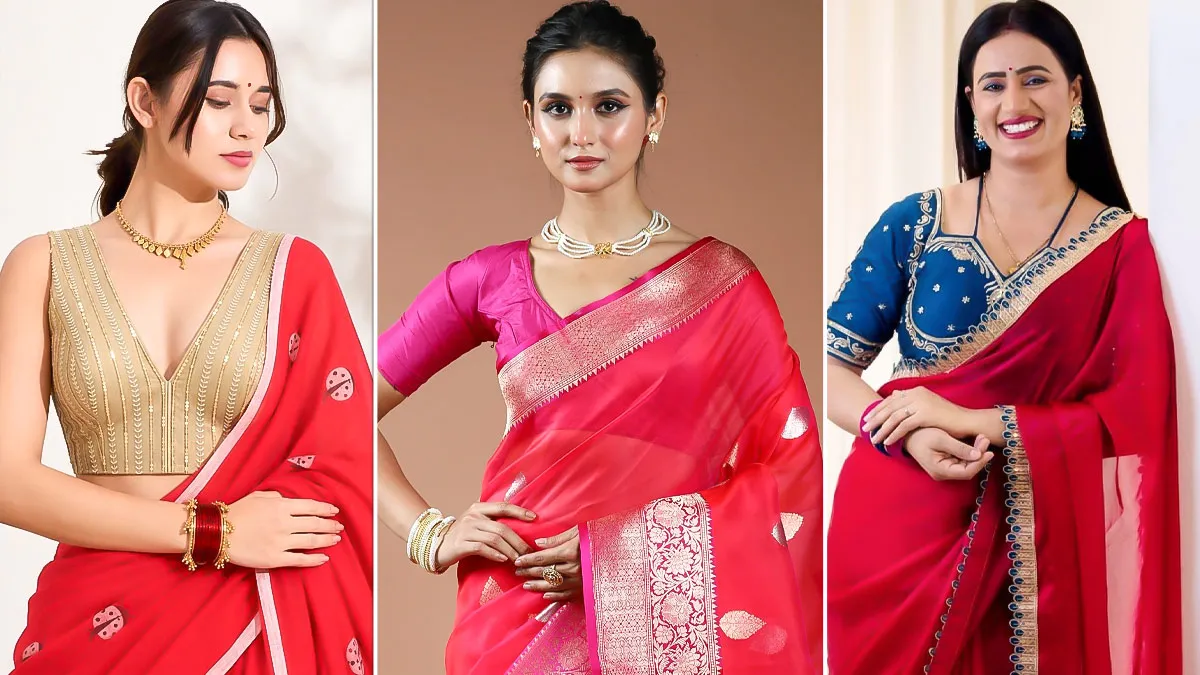 Karwa Chauth 2026: 5 Contrast Blouse Designs To Pair With Red Sarees