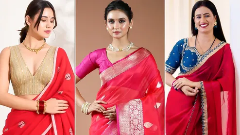 Karwa Chauth 2026: 5 Contrast Blouse Designs To Pair With Red Sarees