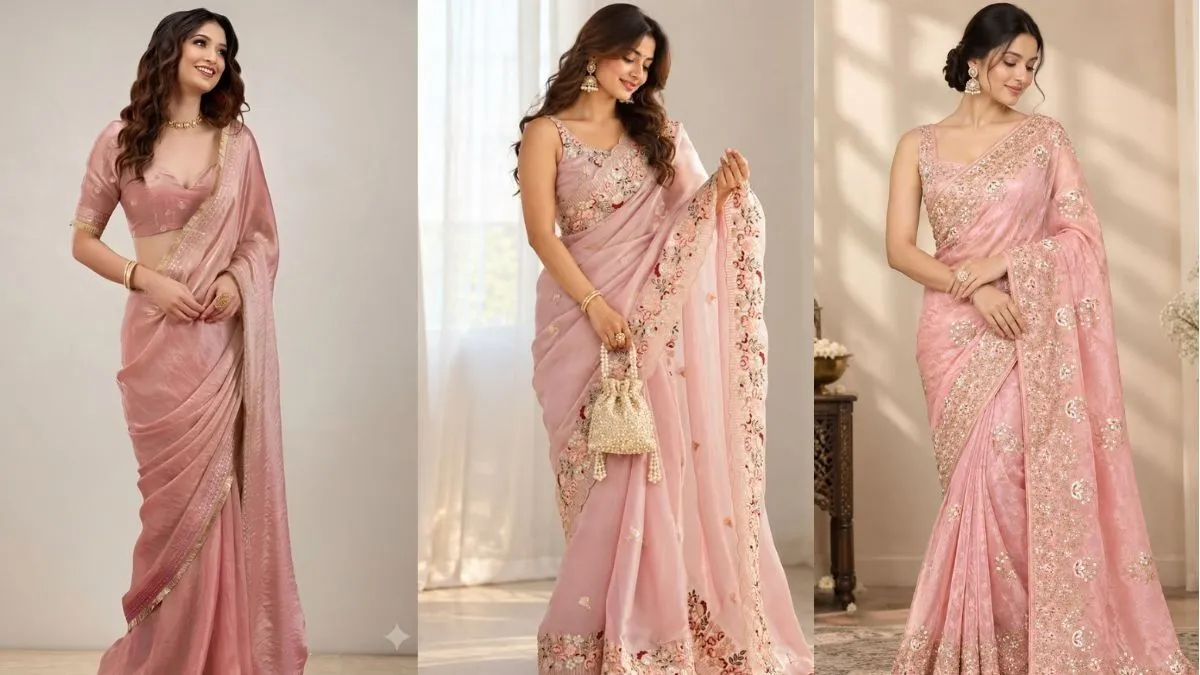 blush pink saree