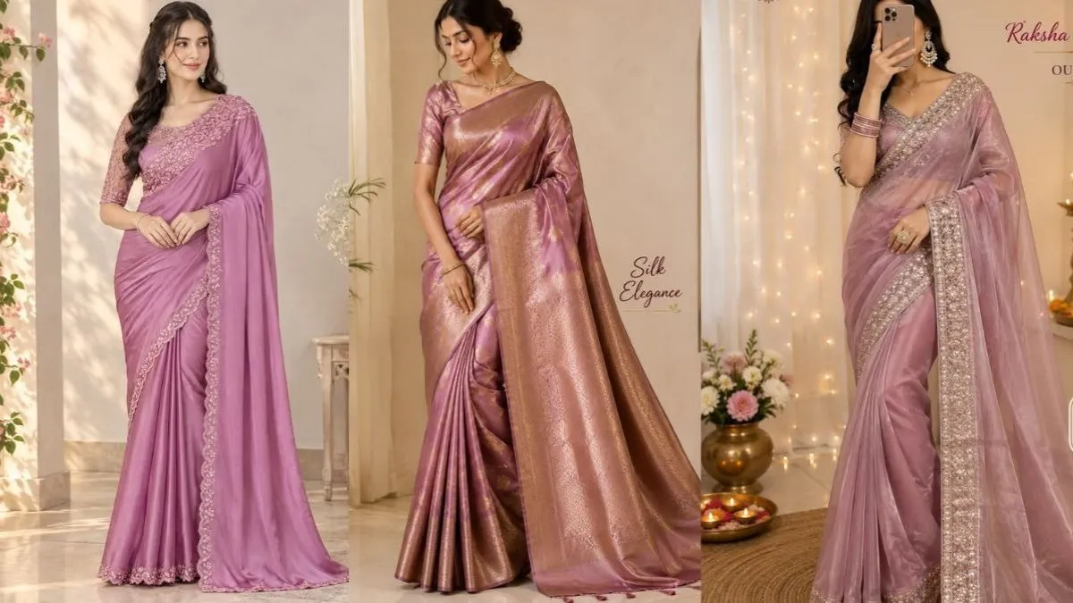 mauve pink saree
