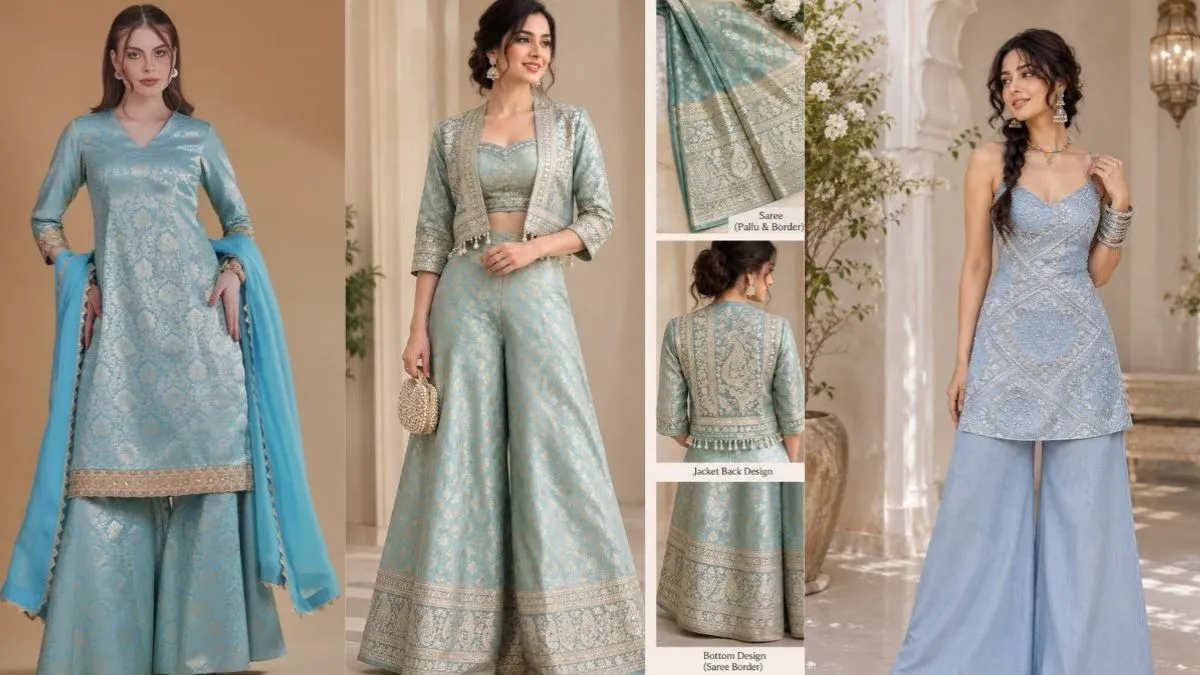 Powder Blue Banarasi Brocade Co-ord Se