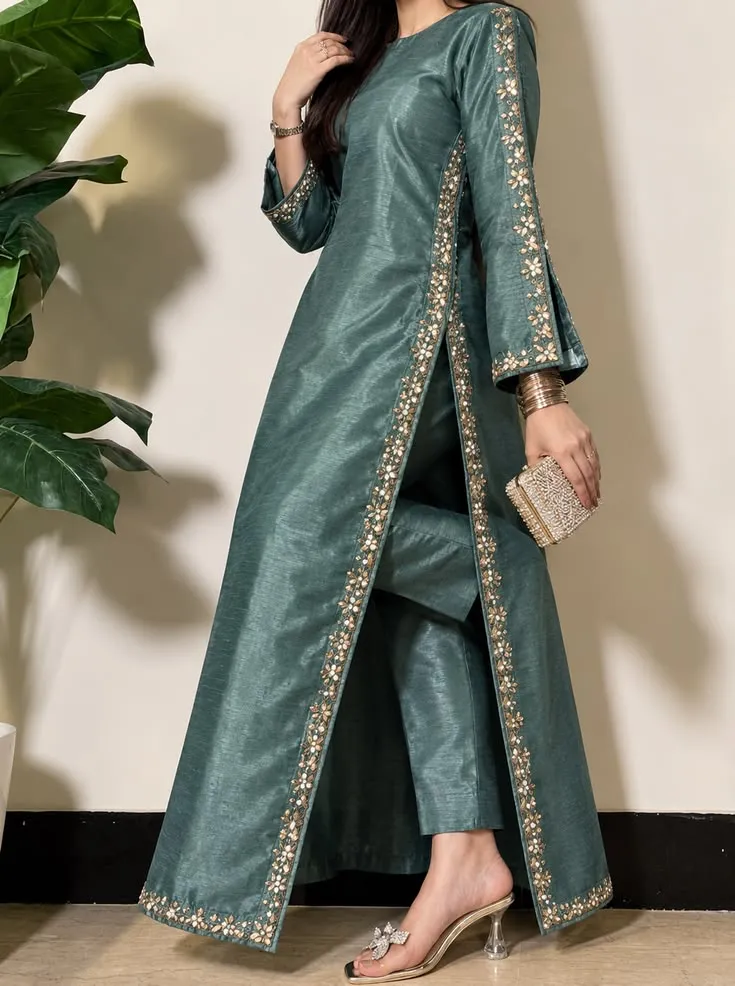 Elegant Side Cut Kurta With Pants