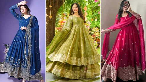 Karwa Chauth 2026 Style Guide: 7 Flowy Anarkali Suits Perfect For Evening Puja Rituals