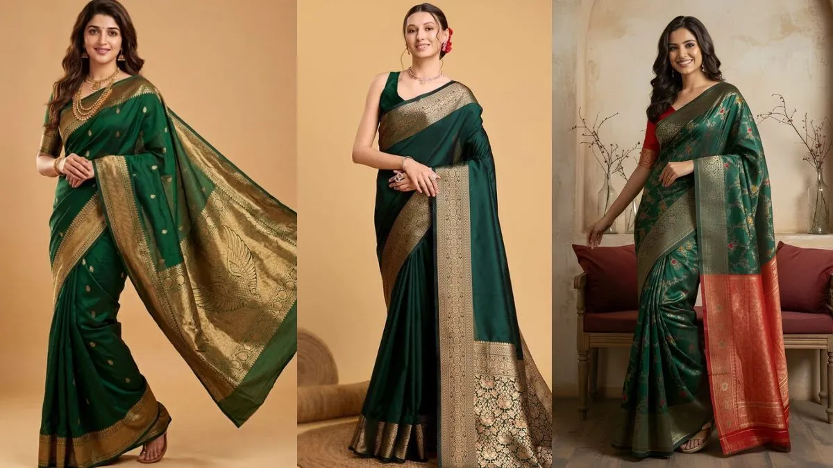 Green Banarasi Silk Sarees  Source Pinterest (1)