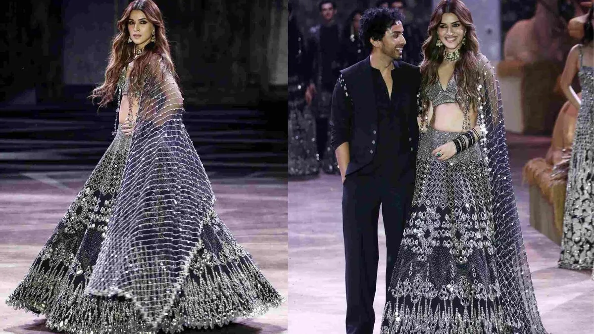 Kriti Sanon In Abhinav Mishra Black Mirror Work Lehenga