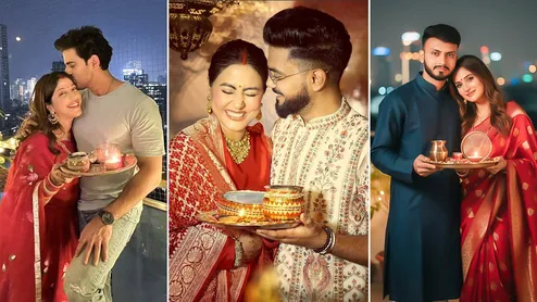7 Best Karwa Chauth Poses For Couples: Moon Sighting, Chhalni And Candid Shots