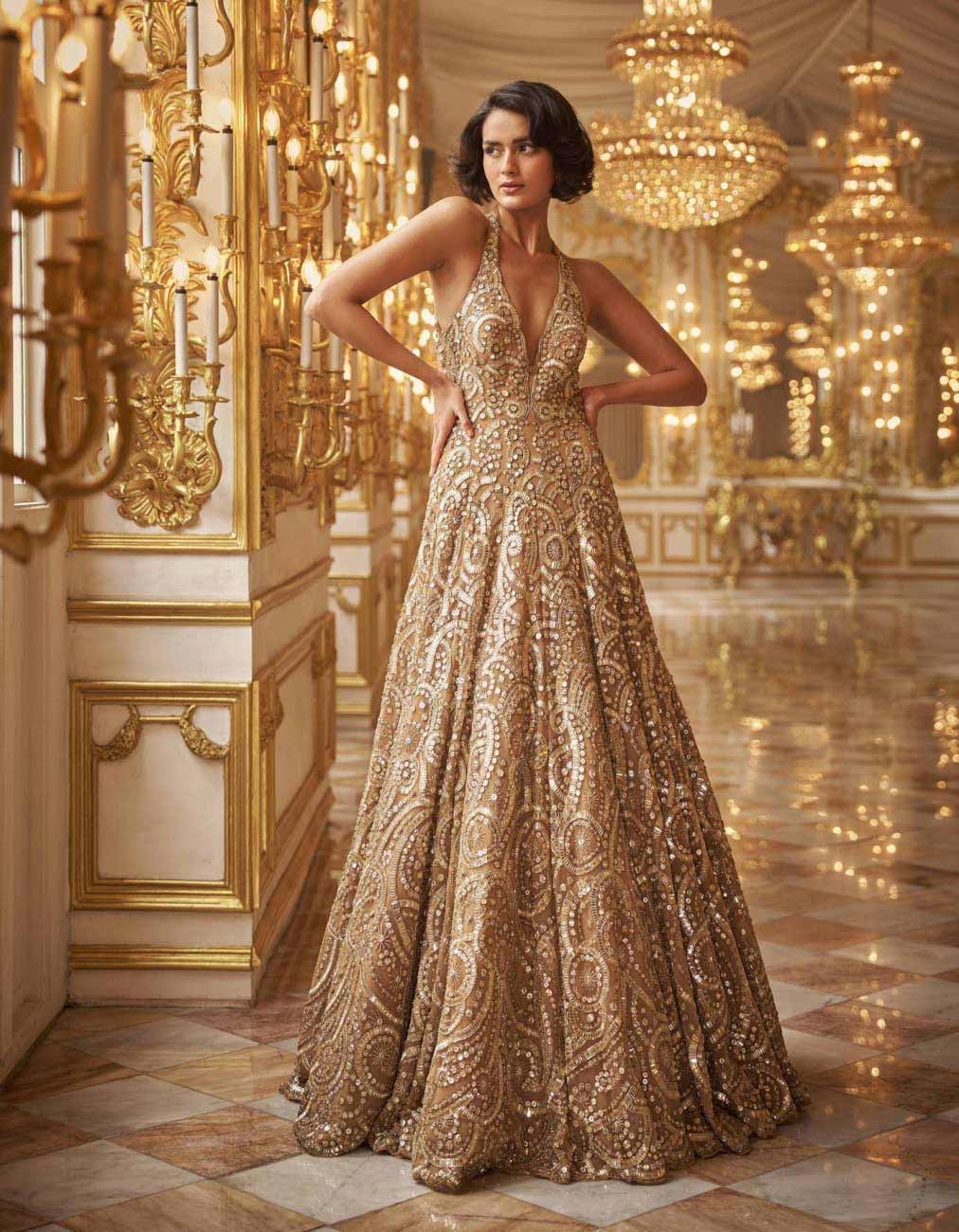 Golden colour dress designs