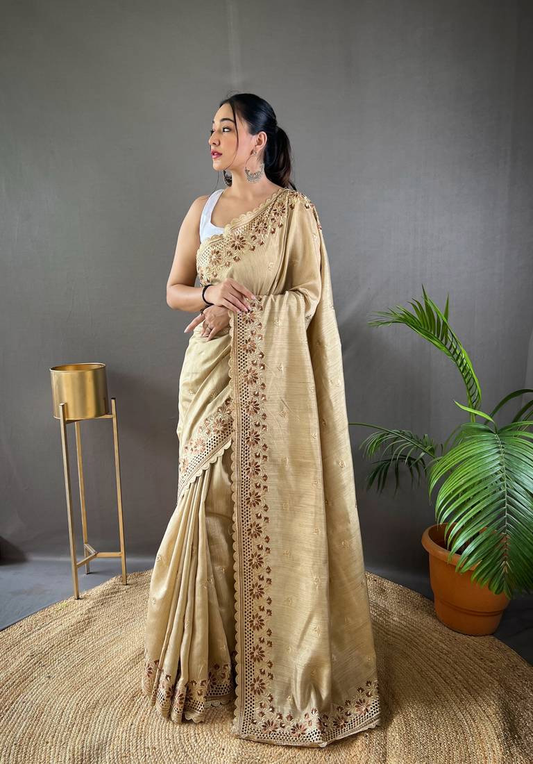 Golden colour saree designs (2)