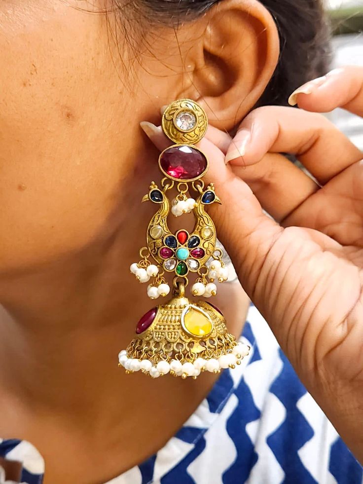multi color jhumki