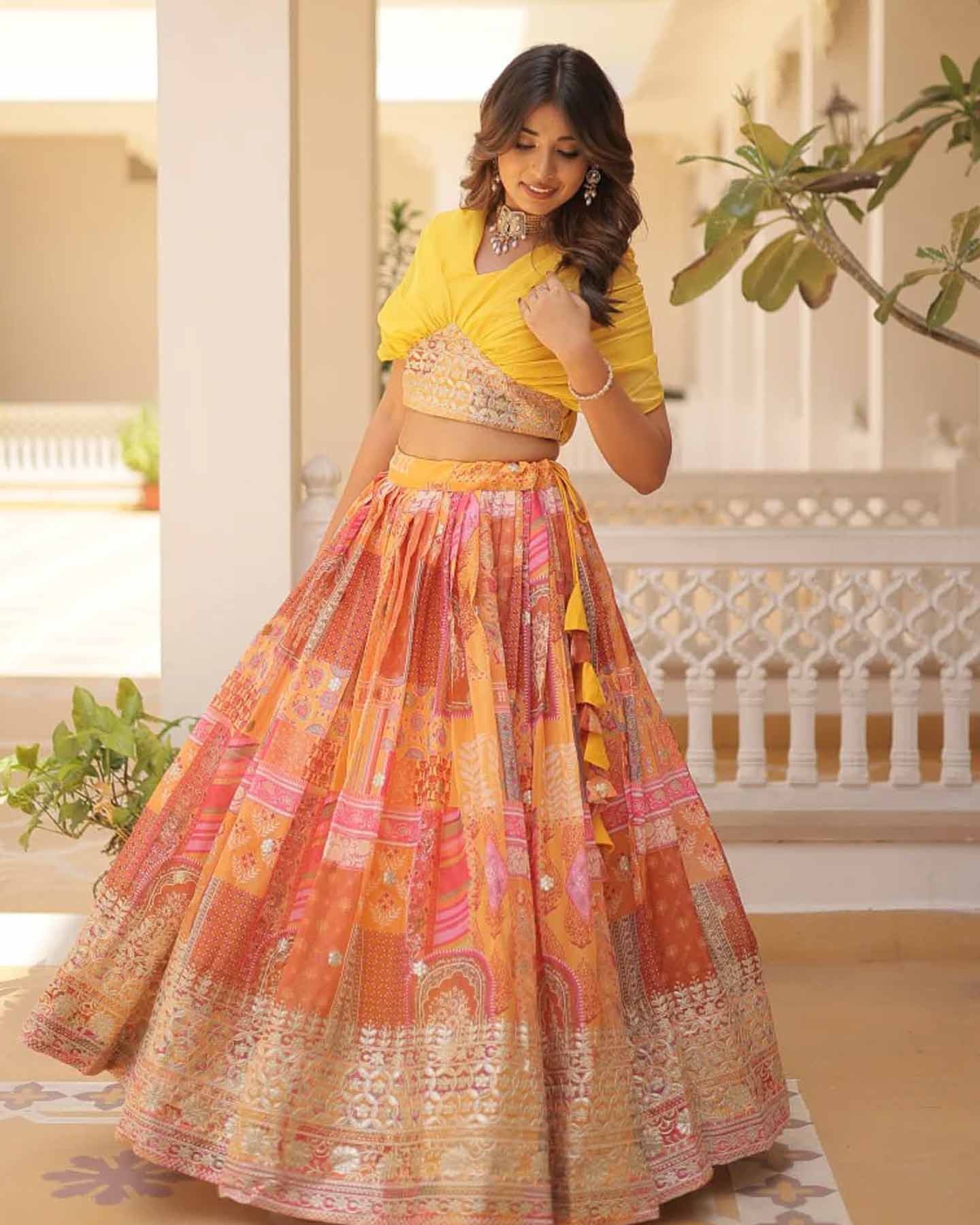 Foil Embroidery Work Lehenga