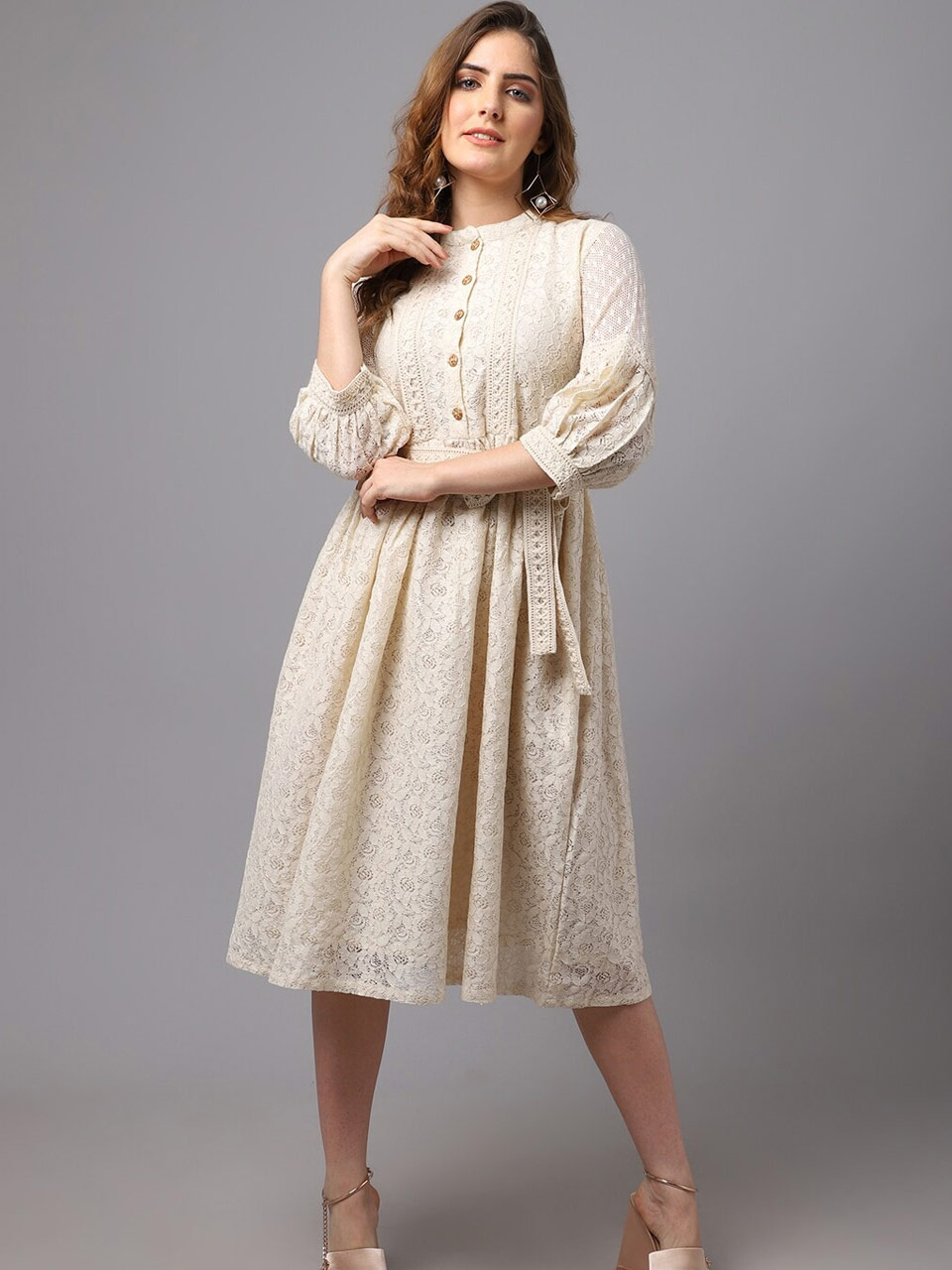 off white colour midi dress