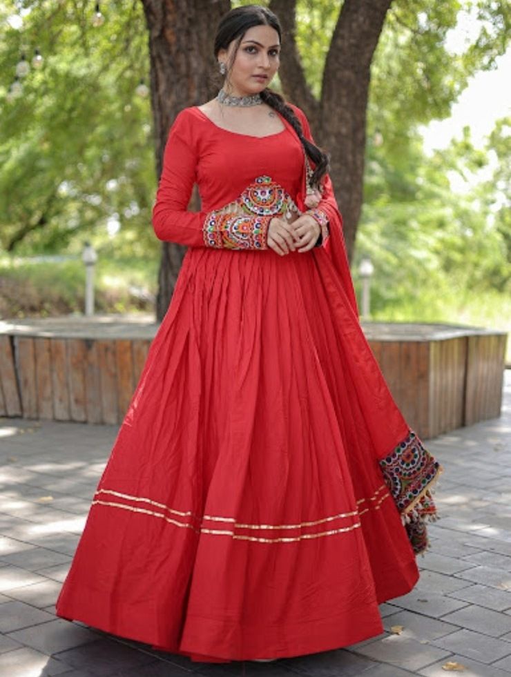 Red colour lehnega for women