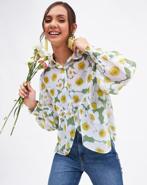 Collar design floral top style