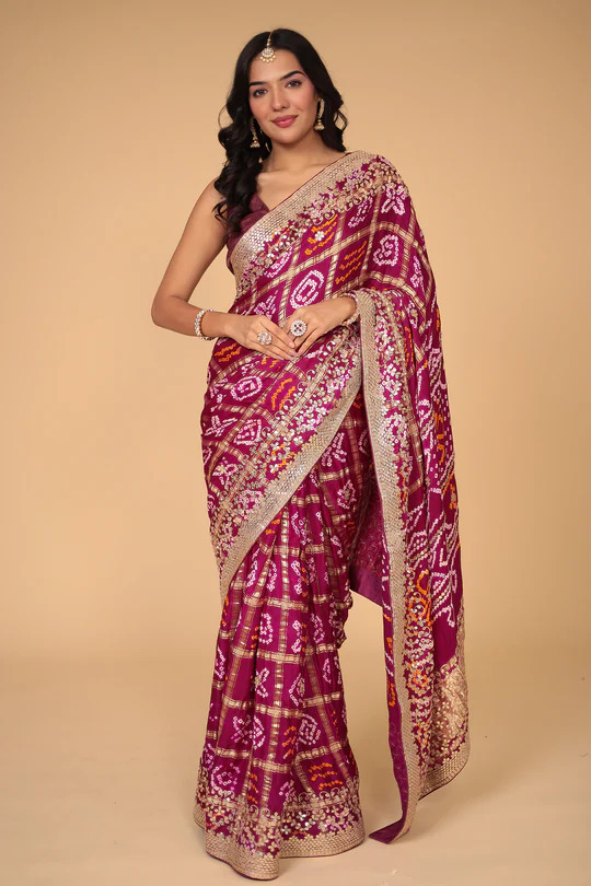 red gota patti saree