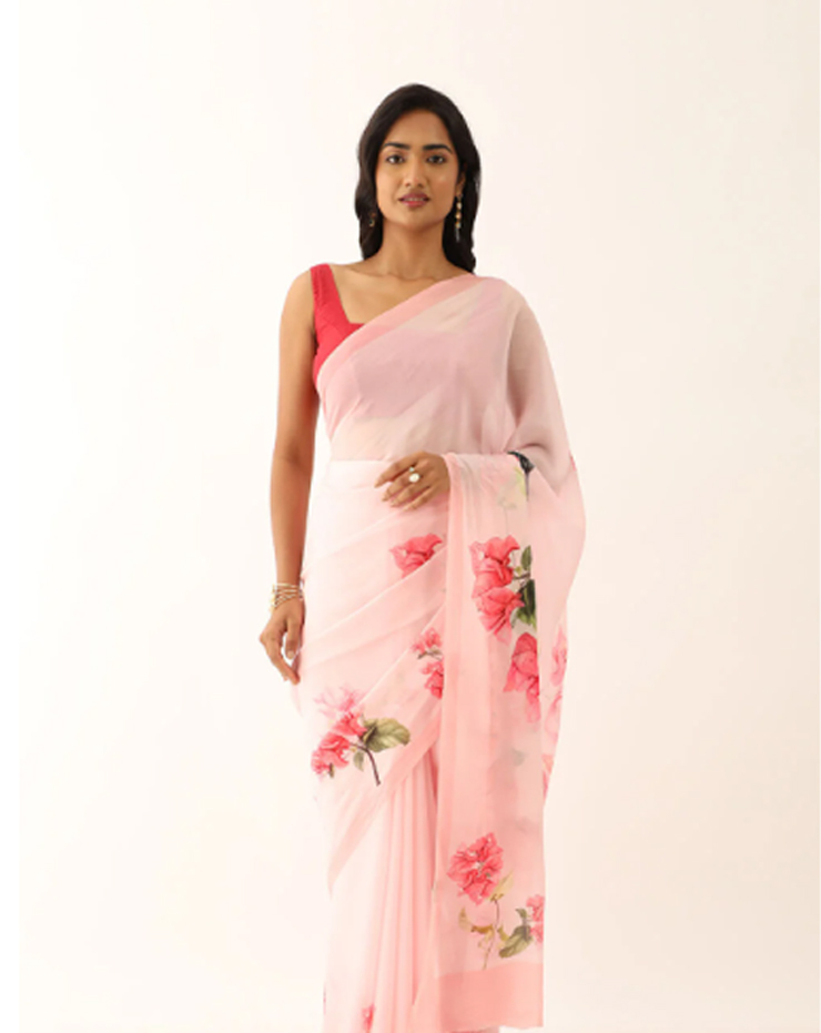 digital print floral saree