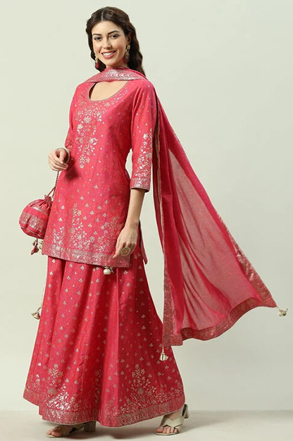 Cotton Kurta Sharara Suit Set
