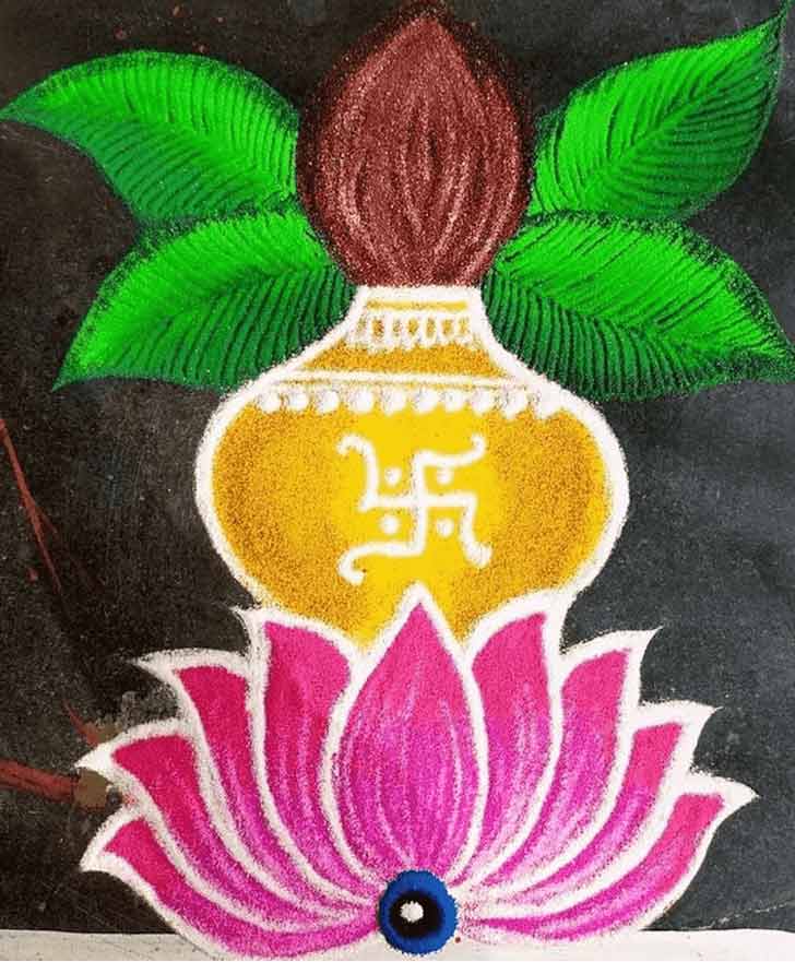 Charan Rangoli Design for navratri 2024