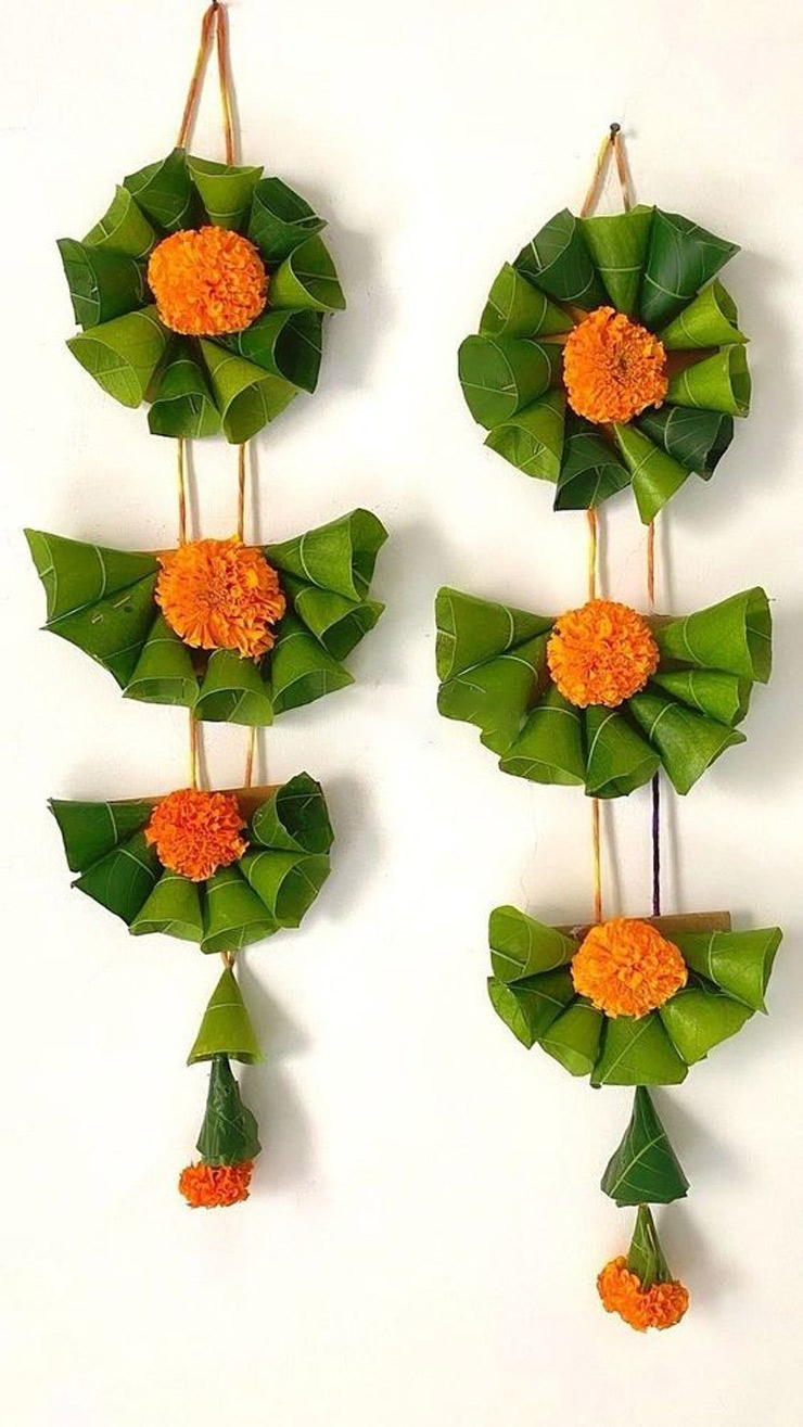 Toran design for home decoration with mango leaves images